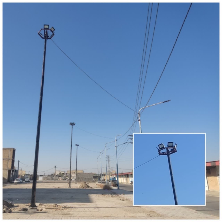 نصب سه برج نوری در جنب بازارچه میلاد به‌منظور تأمین روشنایی معابر