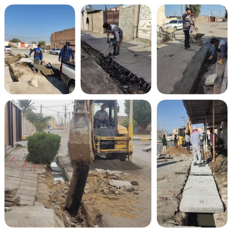 ادامه عملیات ساماندهی آبروهای معابر سطح شهر